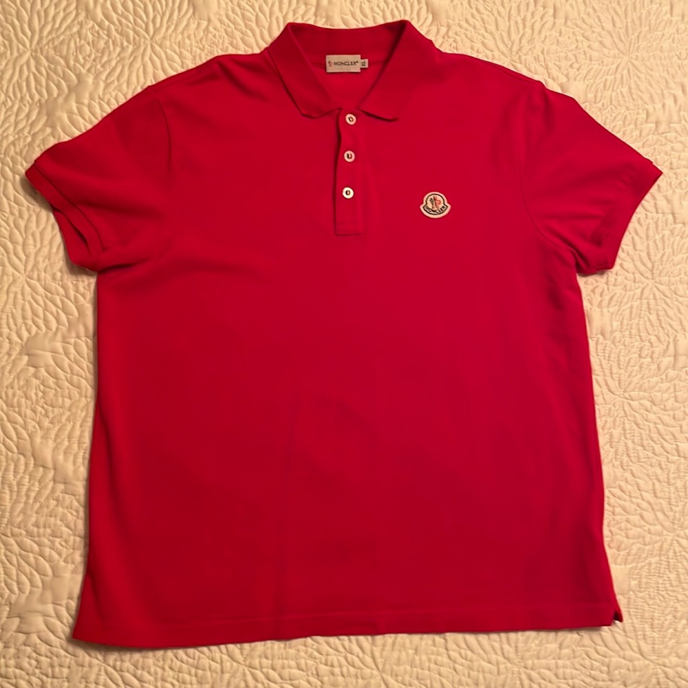 Moncler Men’s red short sleeve polo.  Size XL